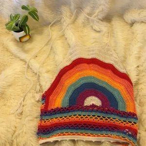 Woodstock Crotchet Rainbow Halter Top